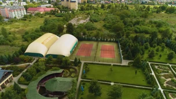 Tennis Academy Wloclawek Akademia Tenisa Aerial View Polen Hoge Kwaliteit — Stockvideo