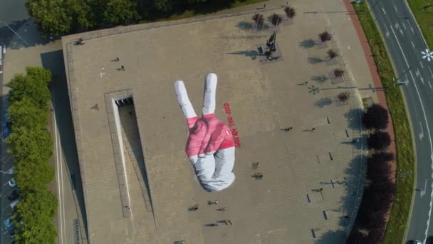 Szczecin Plac Solidarnosci Aerial View Poland团结广场高质量的4K镜头 — 图库视频影像