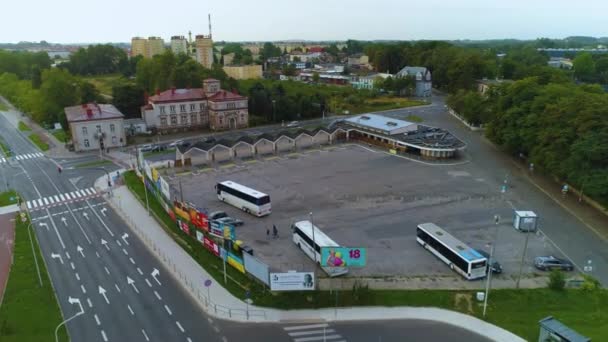 stock video Bus Station Koszalin Dworzec Autobusowy Pks Aerial View Poland. High quality 4k footage