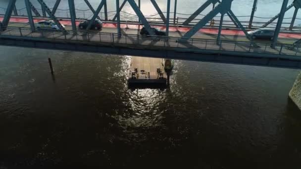 Güzel Pilsudski Barge Nehri Wisla Torun Hava Manzarası Polonya Yüksek — Stok video