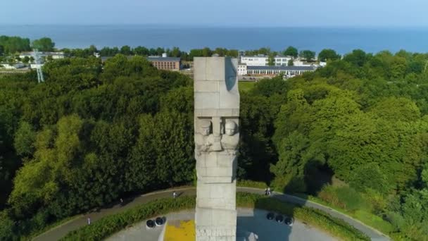 Westerplatte Pomnik Gdańsk Widok Lotu Ptaka Polska Wysokiej Jakości Materiał — Wideo stockowe