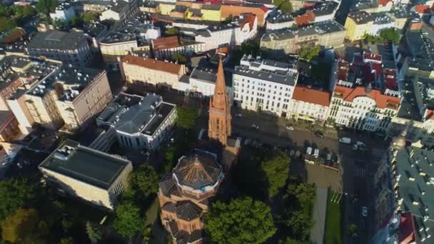 Церковная Площадь Вольноски Быдгощ Кошчол Пиотра Паула Воздушный Вид Польшу — стоковое видео