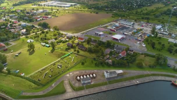 Marina Lagoon Wloclawek Wisla Przystan Zalewie River Vistula Vista Aérea — Vídeo de stock