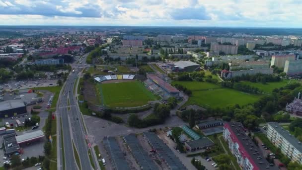 Panorama Stadyumu Stomil Olsztyn Stadyumu Hava Görüntüsü Polonya Yüksek Kalite — Stok video