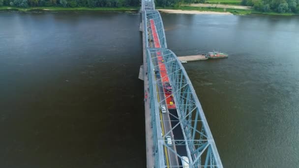 Όμορφη Γέφυρα Pilsudski Vistula Torun Πιο Wisla Aerial View Πολωνία — Αρχείο Βίντεο