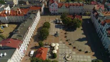 Plac Jakuba Wejhera Wejherowo Rynek Merkezi Pazar Meydanı Hava Görüntüsü Polonya. Yüksek kalite 4k görüntü