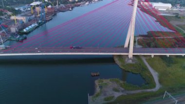 Kırmızı Köprü Ölü Vistula Gdansk En Czerwony Martwa Wisla Hava Görüntüsü Polonya. Yüksek kalite 4k görüntü