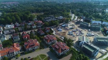 Baltık Denizi kıyısındaki Apartmanlar Gdansk Apartmanı Morze Hava Manzaralı Polonya. Yüksek kalite 4k görüntü