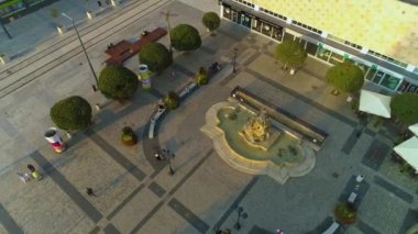 Güzel Eski Pazar Meydanı Gorzow Wielkopolski Stary Rynek Hava Manzarası Polonya. Yüksek kalite 4k görüntü