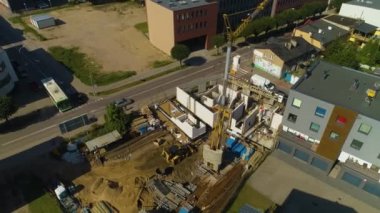 Wejherowo İnşaat Budowa Budynku Hava Manzarası Polonya. Yüksek kalite 4k görüntü