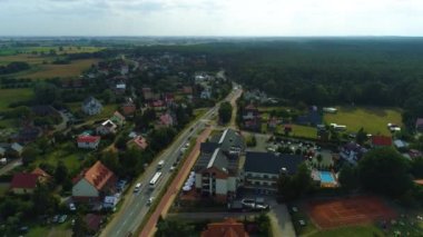 Güzel Manzara Ana Cadde Katy Rybackie Krajobraz Hava Görüntüsü Polonya. Yüksek kalite 4k görüntü