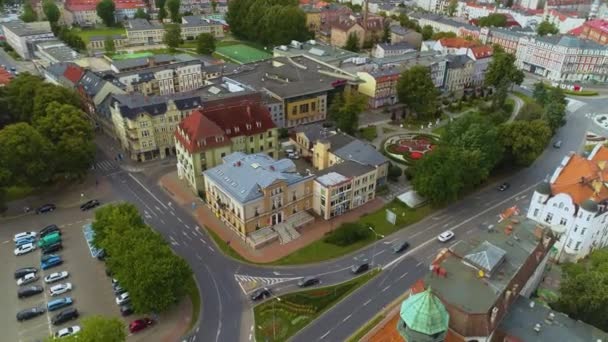 Small Council Slupsk Maly Ratusz Plac Zwyciestwa Aerial View Poland — Stock video