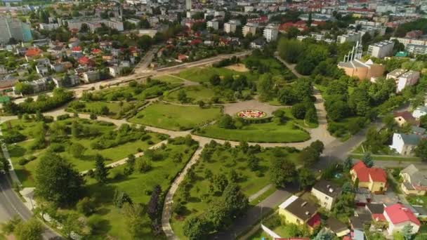 Park Wladyslawa Lokietka Wloclawek Şehir Merkezi Hava Görüntüsü Polonya Yüksek — Stok video