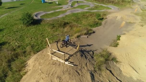 Pumptrack Rumia Bikepark Bojanowski Luftaufnahme Polen Hochwertiges Filmmaterial — Stockvideo
