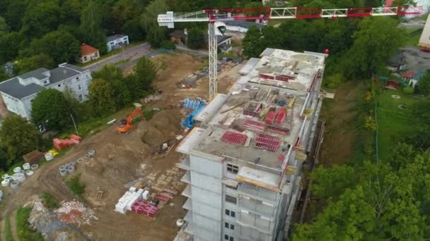 Construção Construção Olsztyn Budowa Budynku Aerial View Poland Imagens Alta — Vídeo de Stock