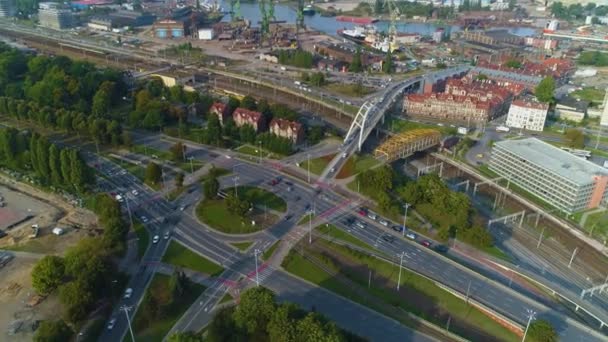 Катинські Жертви Rondo Ofiar Katynia Gdansk Aerial View Poland Кадри — стокове відео
