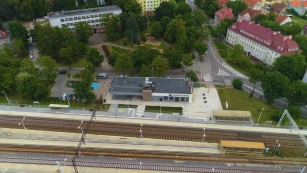 Stazione Ferroviaria Occidentale Olsztyn Zachodni Dworzec Kolejowy Veduta Aerea Polonia — Video Stock