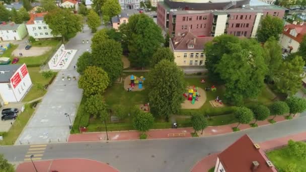 Çocuk Parkı Wejherowo Pla Zabaw Przedszkole Havacılık Görünümü Polonya Yüksek — Stok video