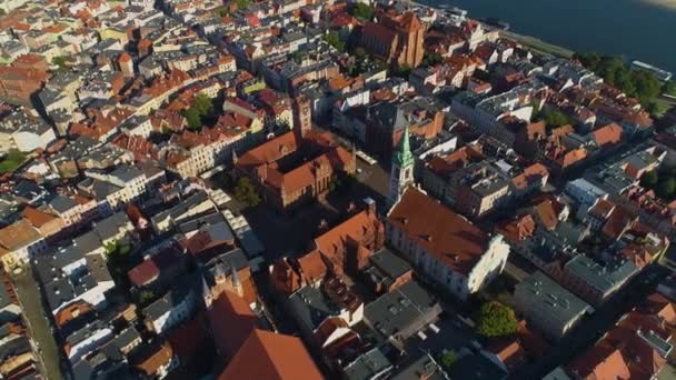 Eski Kasaba Meydanı Torun Ratusz Centrum Stary Rynek Hava Görüntüsü — Stok video