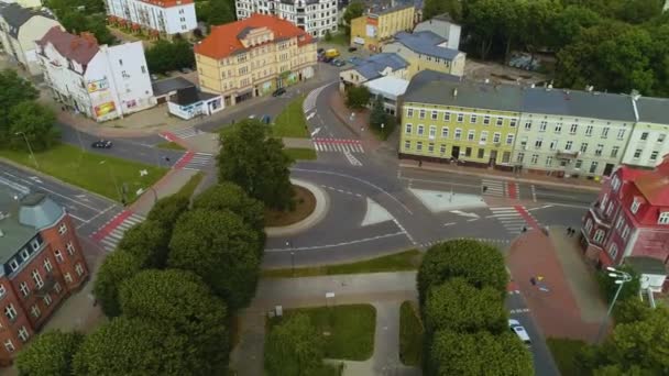 Rondo Staromiejskie Old Town Slupsk Vue Aérienne Pologne Images Haute — Video