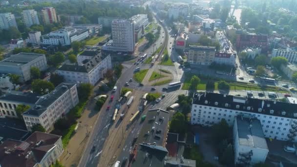 Rua Jagiellonska Bydgoszcz Rondo Aerial View Poland Imagens Alta Qualidade — Vídeo de Stock