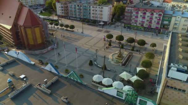 Beautiful Old Market Square Gorzow Wielkopolski Stary Rynek Aerial View — стокове відео