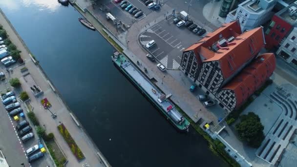Rivière Mostowa Brda Bydgoszcz Rzeka Plac Teatralny Vue Aérienne Pologne — Video