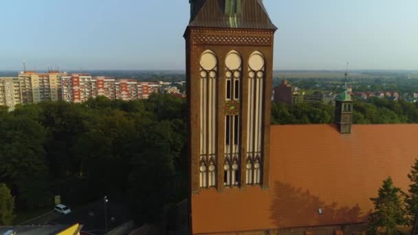 Hermosa Iglesia Stargard Kosciol Swietego Jozefa Vista Aérea Polonia Imágenes — Vídeos de Stock