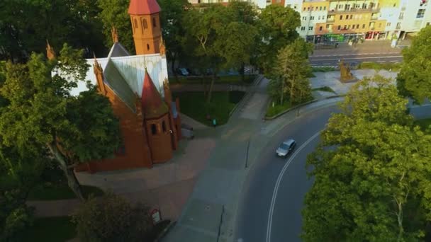 Православная Церковь Stargard Cerkiew Piotra Pawla Aerial View Poland Высококачественные — стоковое видео