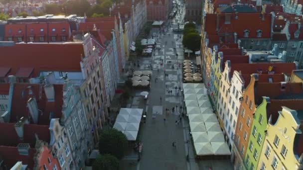 Gdansk Dlugi Targ Srodmiescie Aerial View Poland 高质量的4K镜头 — 图库视频影像