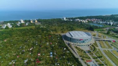 Güzel Ergo Arena Gdansk Spor Salonu Panorama Hava Manzarası Polonya. Yüksek kalite 4k görüntü