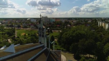 Kilise Parkı Lokietka Wloclawek Kosciol Hava Manzarası Polonya. Yüksek kalite 4k görüntü