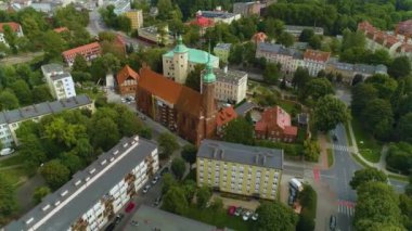 Slupsk Kilisesi Kosciol Swietego Jacka Hava Manzarası Polonya. Yüksek kalite 4k görüntü