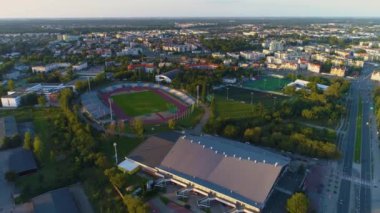 Panorama Elana Club Stadyumu Torun Stadyumu Klubu Sportowego Hava Görüntülü Polonya. Yüksek kalite 4k görüntü