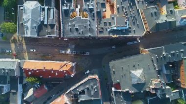 Sokak Gdanska Plac Wolnosci Bydgoszcz Hava Görüntüsü Polonya. Yüksek kalite 4k görüntü