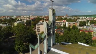 Kilise Parkı Lokietka Wloclawek Kosciol Hava Manzarası Polonya. Yüksek kalite 4k görüntü