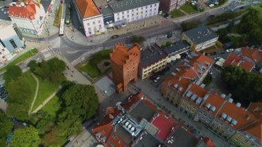 Eski Şehir Yüksek Kapısı Olsztyn, Miasto Wysoka Brama Hava Görüntüsü Polonya. Yüksek kalite 4k görüntü