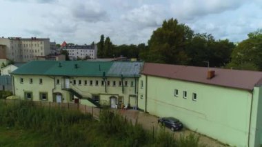 Slupsk Dworzec Otobusowy Hava Görüntülü Polonya 'daki otobüs durağı. Yüksek kalite 4k görüntü