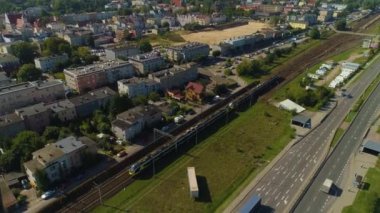 Panorama Caddesi Wojska Polskiego Treni Wejherowo Krajobraz Hava Görüntülü Polonya. Yüksek kalite 4k görüntü