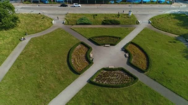 Plac Adam Mickiewicz Square Szczecin Aerial View Poland Dalam Bahasa — Stok Video