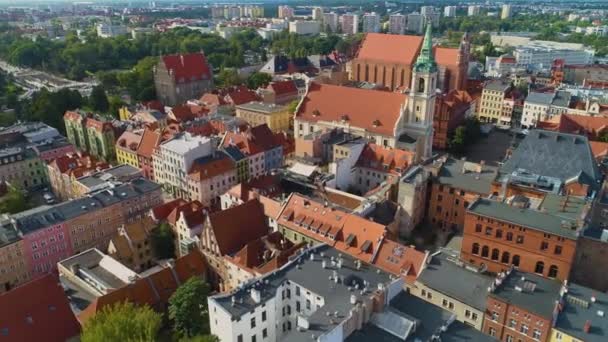Kirche Altstädter Ring Torun Kosciol Stary Rynek Luftaufnahme Polen Hochwertiges — Stockvideo