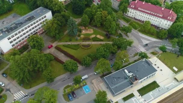 Playground Primary School Olsztyn Plac Zabaw Szkola Aerial View Poland — Stock Video