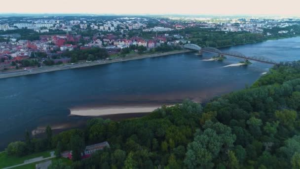 Beautiful Panorama Vistula River Torun Krajobraz Wisla Aerial View Poland — Stock video