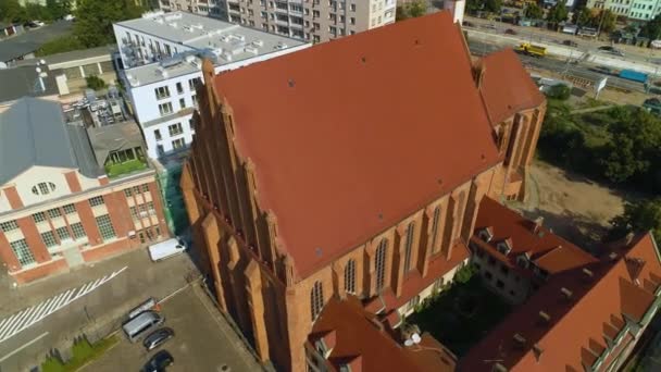 Kostel Štětín Kosciol Jana Ewangelisty Letecký Pohled Polsko Vysoce Kvalitní — Stock video