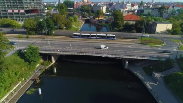 Ponts Solidarité Brda River Bydgoszcz Mosty Solidarnosci Vue Aérienne Pologne — Video