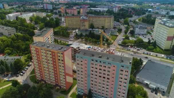 Construção Construção Olsztyn Budowa Budynku Aerial View Poland Imagens Alta — Vídeo de Stock