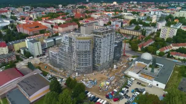 Hotel Construction Olsztyn Hotel Budowie Aerial View Poland High Quality — Stock Video