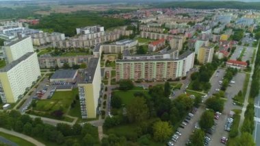 Koszalin Krajobraz 'ın Güzel Panorama Evi Bloki Havacılık Görünümü Polonya. Yüksek kalite 4k görüntü