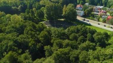 Amfitiyatro Central Park Wejherowo Amfiteatr Hava Görüntüsü Polonya. Yüksek kalite 4k görüntü