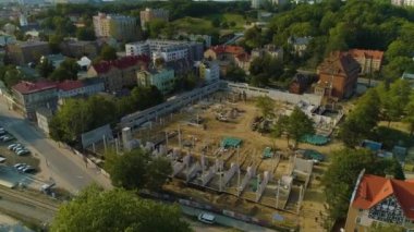 Gorzow Wielkopolski İnşaat Budynku Hava Manzaralı Polonya. Yüksek kalite 4k görüntü